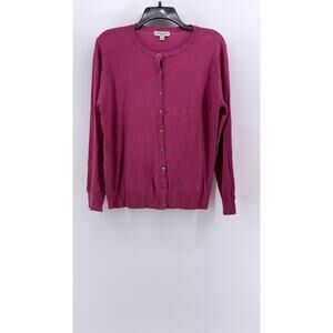 DIVINE HEART Women's Petite Pink Knit Button-Up Cardigan SZ PL